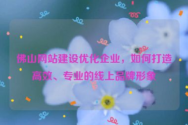 佛山網(wǎng)站建設(shè)優(yōu)化企業(yè)，如何打造高效、專業(yè)的線上品牌形象