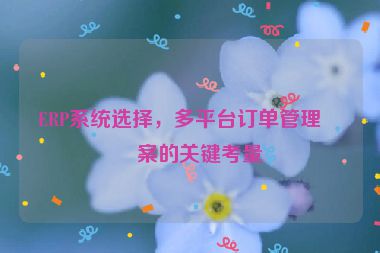 ERP系統(tǒng)選擇，多平臺訂單管理方案的關(guān)鍵考量