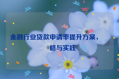 金融行業(yè)貸款申請率提升方案，策略與實踐