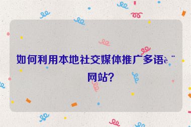 如何利用本地社交媒體推廣多語言網(wǎng)站？