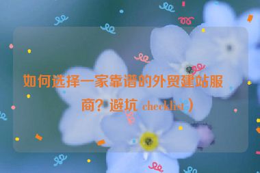 如何選擇一家靠譜的外貿(mào)建站服務商？避坑 checklist）