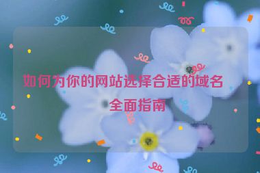 如何為你的網(wǎng)站選擇合適的域名，全面指南