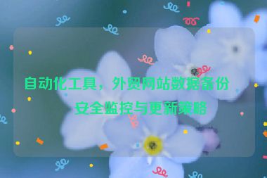 自動(dòng)化工具，外貿(mào)網(wǎng)站數(shù)據(jù)備份、安全監(jiān)控與更新策略