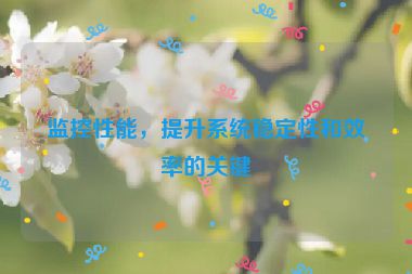 監(jiān)控性能，提升系統(tǒng)穩(wěn)定性和效率的關(guān)鍵