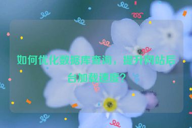如何優(yōu)化數(shù)據(jù)庫查詢，提升網(wǎng)站后臺(tái)加載速度？