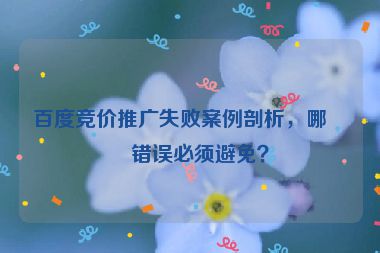 百度競價(jià)推廣失敗案例剖析，哪些錯(cuò)誤必須避免？
