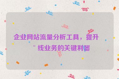 企業(yè)網(wǎng)站流量分析工具，提升在線業(yè)務(wù)的關(guān)鍵利器