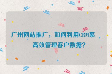 廣州網(wǎng)站推廣，如何利用CRM系統(tǒng)高效管理客戶數(shù)據(jù)？