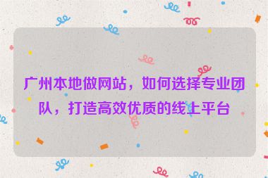 廣州本地做網(wǎng)站，如何選擇專業(yè)團(tuán)隊(duì)，打造高效優(yōu)質(zhì)的線上平臺(tái)