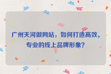 廣州天河做網(wǎng)站，如何打造高效、專業(yè)的線上品牌形象？