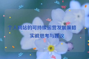 個(gè)人網(wǎng)站的可持續(xù)運(yùn)營(yíng)發(fā)展策略，實(shí)戰(zhàn)思考與建議