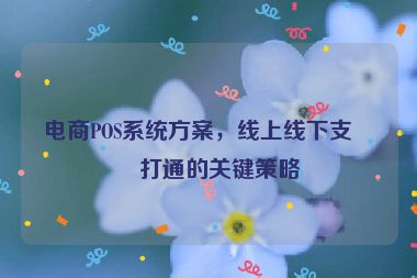 電商POS系統(tǒng)方案，線上線下支付打通的關(guān)鍵策略