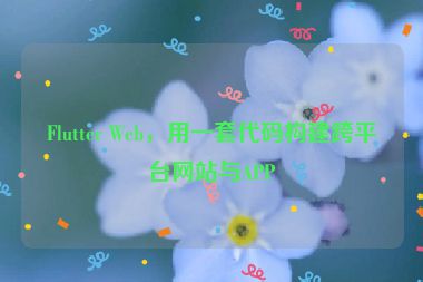 Flutter Web，用一套代碼構建跨平臺網站與APP