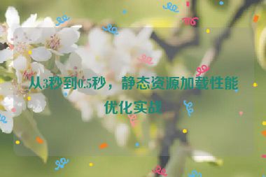 從3秒到0.5秒，靜態(tài)資源加載性能優(yōu)化實(shí)戰(zhàn)