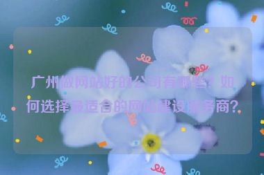 廣州做網(wǎng)站好的公司有哪些？如何選擇最適合的網(wǎng)站建設(shè)服務(wù)商？