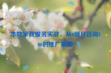 本地家政服務(wù)實(shí)戰(zhàn)，從0到月咨詢100的推廣策略