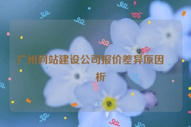 廣州網(wǎng)站建設公司報價差異原因分析