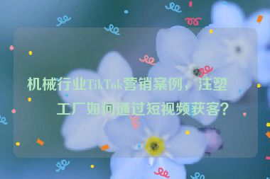 機械行業(yè)TikTok營銷案例，注塑機工廠如何通過短視頻獲客？