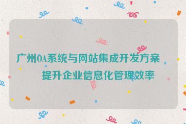 廣州OA系統(tǒng)與網(wǎng)站集成開發(fā)方案，提升企業(yè)信息化管理效率