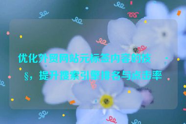 優(yōu)化外貿(mào)網(wǎng)站元標(biāo)簽內(nèi)容的技巧，提升搜索引擎排名與點(diǎn)擊率