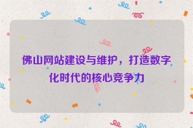 佛山網(wǎng)站建設(shè)與維護(hù)，打造數(shù)字化時(shí)代的核心競爭力