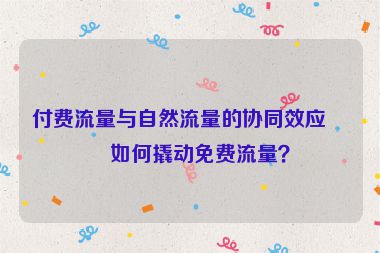 付費(fèi)流量與自然流量的協(xié)同效應(yīng)，如何撬動(dòng)免費(fèi)流量？
