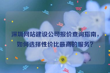 深圳網(wǎng)站建設(shè)公司報價查詢指南，如何選擇性價比最高的服務(wù)？