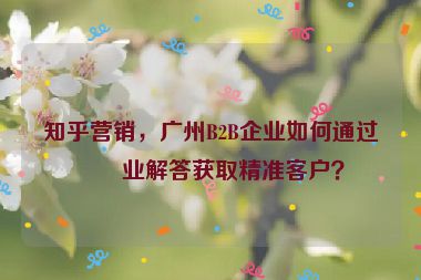 知乎營銷，廣州B2B企業(yè)如何通過專業(yè)解答獲取精準(zhǔn)客戶？