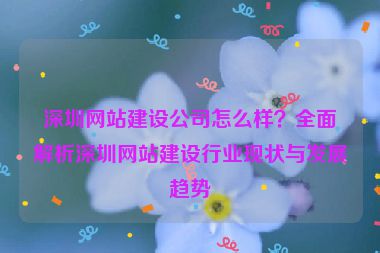深圳網站建設公司怎么樣？全面解析深圳網站建設行業(yè)現狀與發(fā)展趨勢