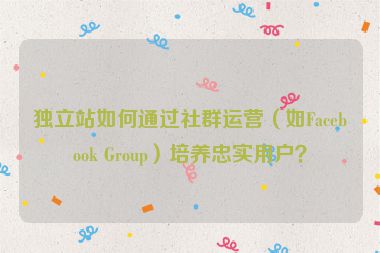 獨立站如何通過社群運營（如Facebook Group）培養(yǎng)忠實用戶？
