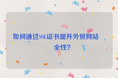 如何通過(guò)SSL證書(shū)提升外貿(mào)網(wǎng)站安全性？