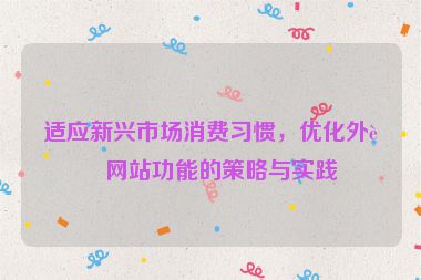 適應新興市場消費習慣，優(yōu)化外貿(mào)網(wǎng)站功能的策略與實踐
