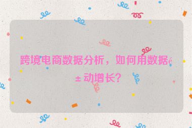 跨境電商數(shù)據(jù)分析，如何用數(shù)據(jù)驅(qū)動增長？