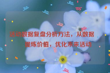活動(dòng)數(shù)據(jù)復(fù)盤分析方法，從數(shù)據(jù)中提煉價(jià)值，優(yōu)化未來活動(dòng)