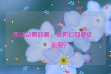 網(wǎng)站動(dòng)畫效果，如何恰到好處地使用？