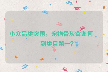 小眾品類突圍，寵物骨灰盒如何做到類目第一？