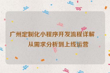 廣州定制化小程序開發(fā)流程詳解，從需求分析到上線運營