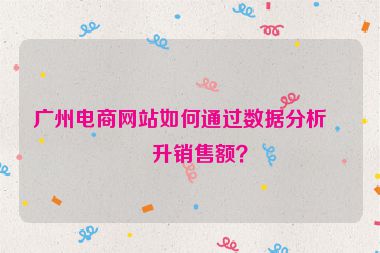 廣州電商網(wǎng)站如何通過數(shù)據(jù)分析提升銷售額？