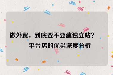 做外貿(mào)，到底要不要建獨立站？與平臺店的優(yōu)劣深度分析