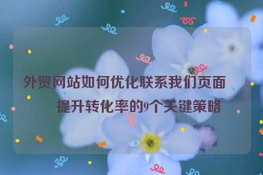外貿(mào)網(wǎng)站如何優(yōu)化聯(lián)系我們頁(yè)面？提升轉(zhuǎn)化率的9個(gè)關(guān)鍵策略