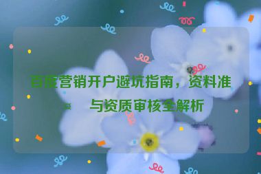 百度營(yíng)銷(xiāo)開(kāi)戶(hù)避坑指南，資料準(zhǔn)備與資質(zhì)審核全解析