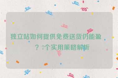 獨立站如何提供免費送貨仍能盈利？7個實用策略解析
