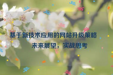 基于新技術(shù)應(yīng)用的網(wǎng)站升級(jí)策略與未來(lái)展望，實(shí)戰(zhàn)思考