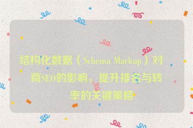 結(jié)構(gòu)化數(shù)據(jù)（Schema Markup）對(duì)電商SEO的影響，提升排名與轉(zhuǎn)化率的關(guān)鍵策略