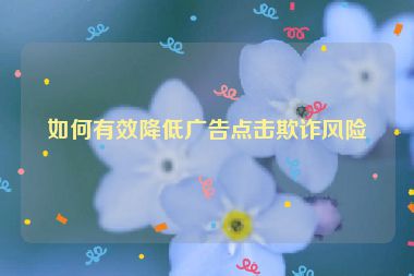 如何有效降低廣告點擊欺詐風(fēng)險