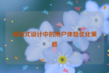響應(yīng)式設(shè)計(jì)中的用戶(hù)體驗(yàn)優(yōu)化策略