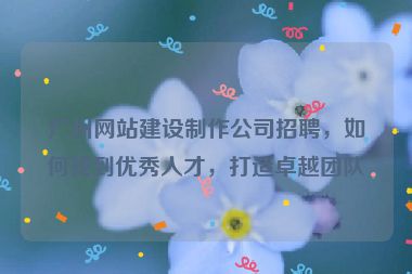 廣州網(wǎng)站建設(shè)制作公司招聘，如何找到優(yōu)秀人才，打造卓越團隊