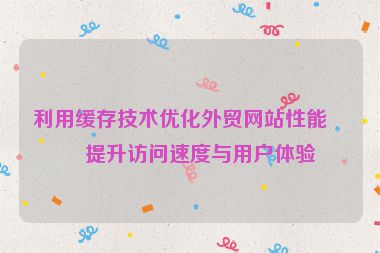 利用緩存技術(shù)優(yōu)化外貿(mào)網(wǎng)站性能，提升訪問(wèn)速度與用戶體驗(yàn)