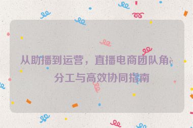 從助播到運(yùn)營，直播電商團(tuán)隊(duì)角色分工與高效協(xié)同指南