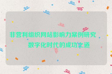 非營(yíng)利組織網(wǎng)站影響力案例研究，數(shù)字化時(shí)代的成功之道